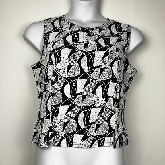 Vintage Dino Black/White Women's Large Sleeveless Top - Picture 1 of 7